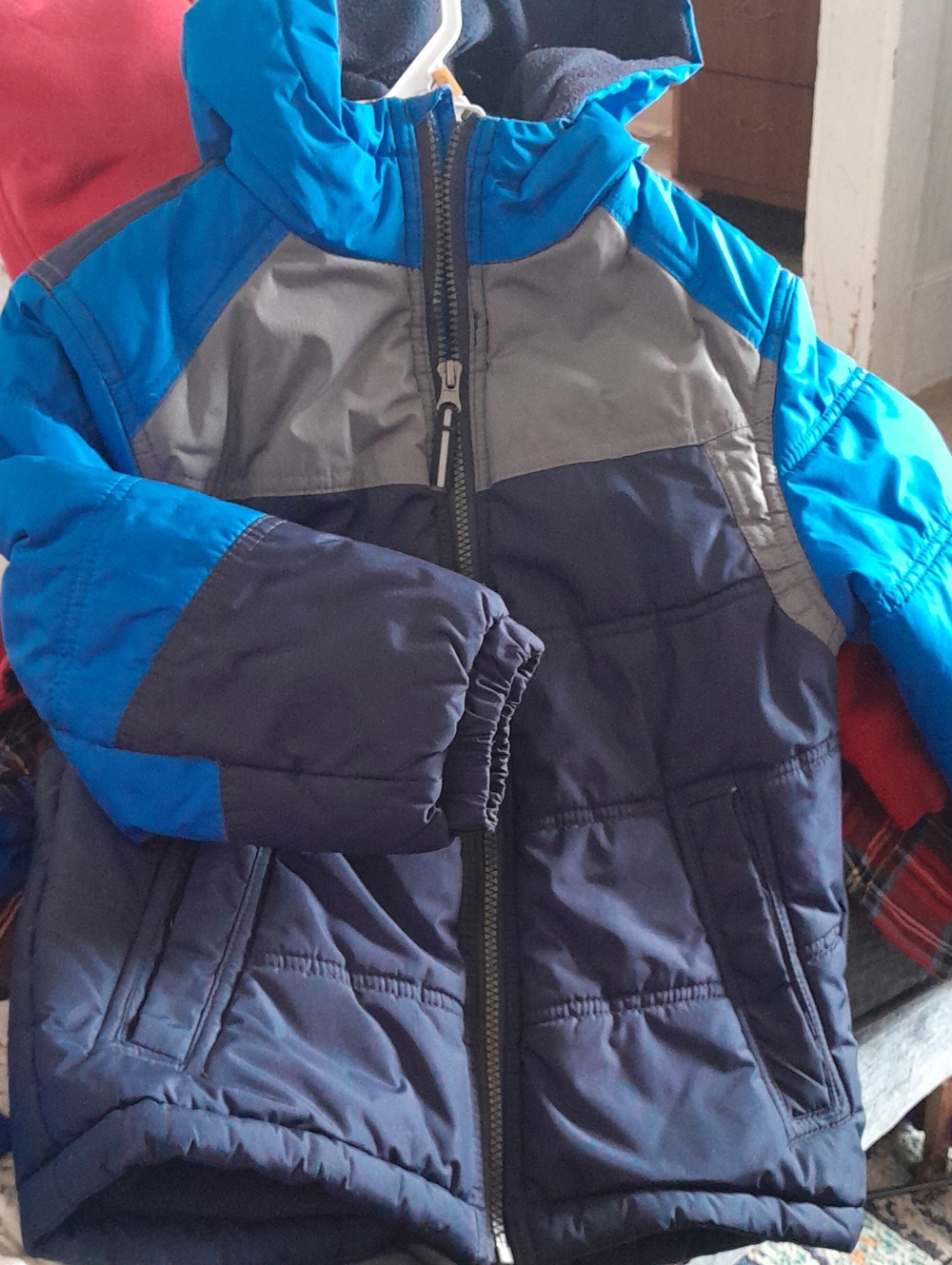 Wales Tail Outerwear Kids Blue & Gray Hooded Puffer Jacket